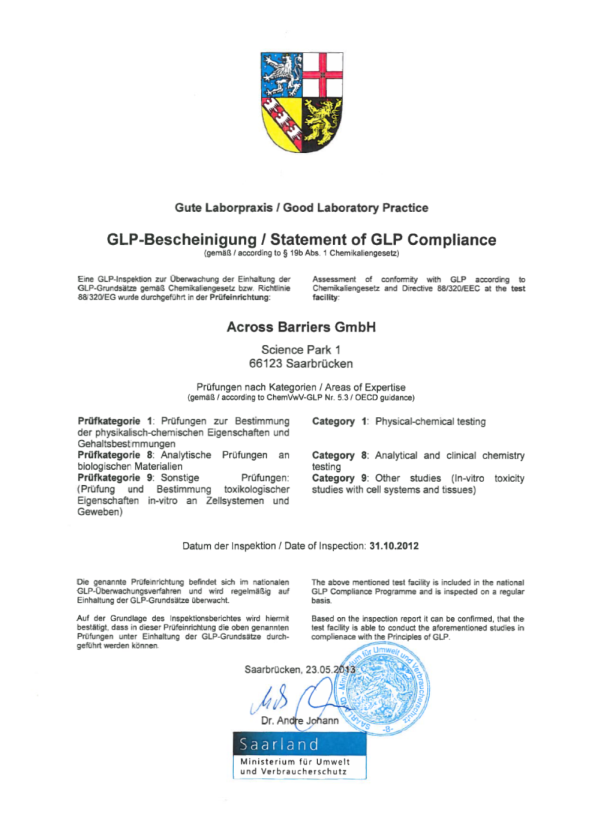 GLP certificate 2012